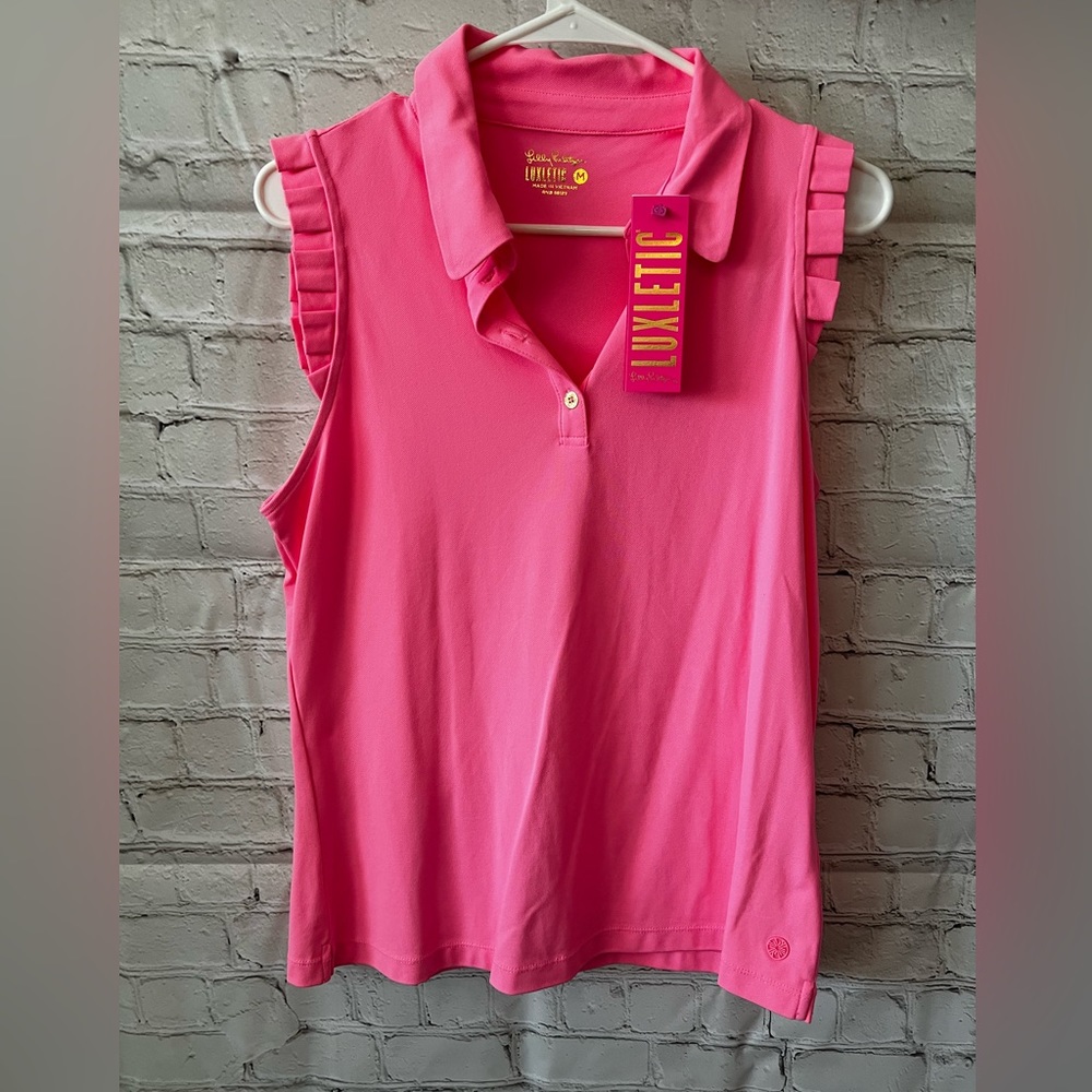 NWT Lilly Pulitzer Luxletic Frida Sleeveless Ruffle Top.